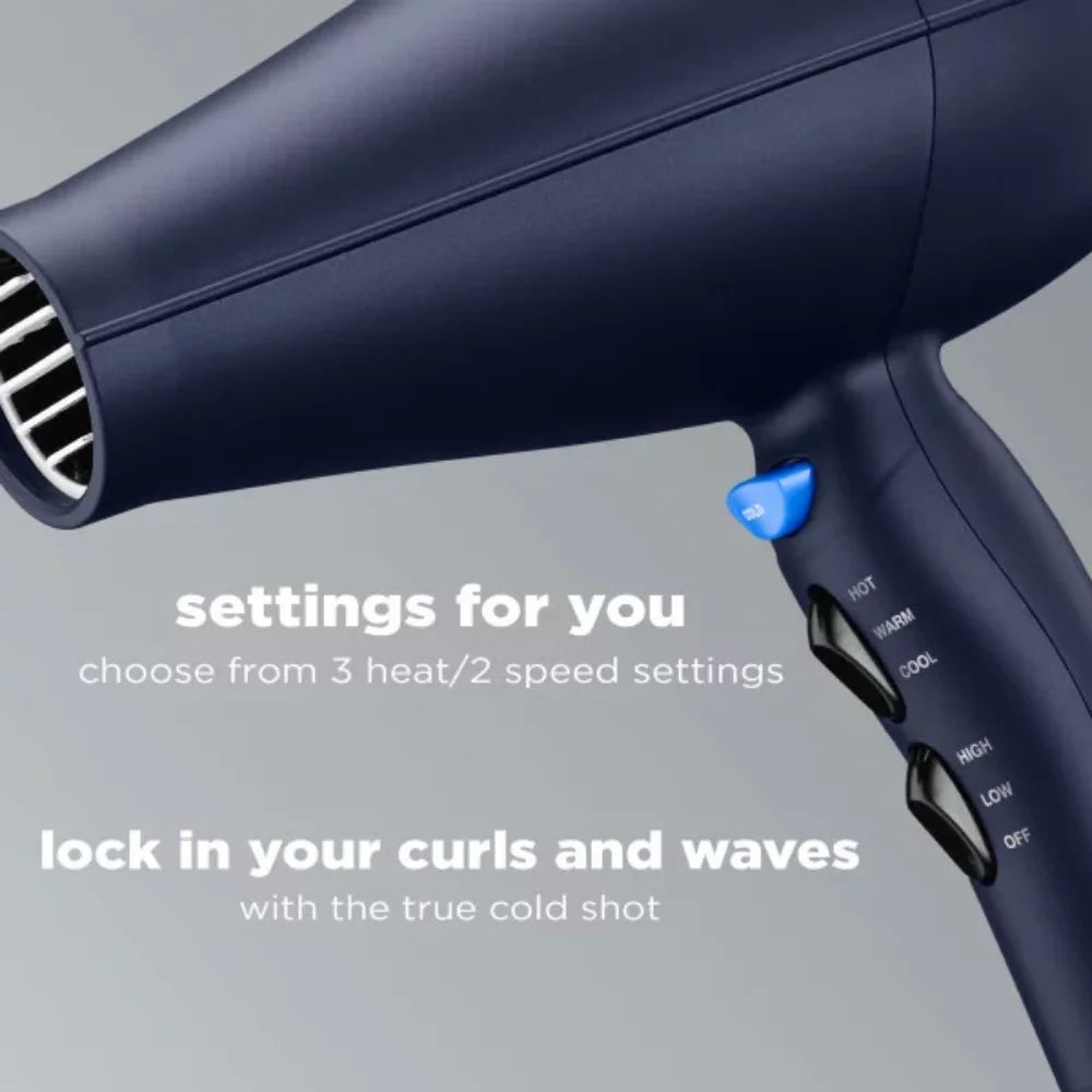 1875 Watt Texture Styling Hair Dryer for Natural Curls and Waves, Dark Blue, 1 Count 600R Mini Hair Dryer