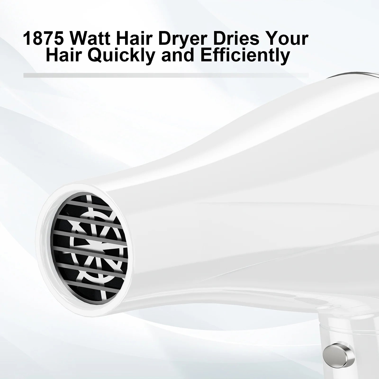 Hair Dryer, Professional Salon Ionic 1875W Blow Dryer with Diffuser for Quick Drying and Styling - Lightweight Design, White