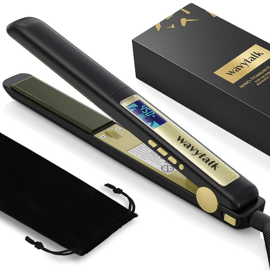 Hair Straightener, 100% Pure Titanium Flat Iron Hair Straightener Dual Voltage Creates Silky Hair Instantly, 1 Inch Flat Iron 170℉-450℉