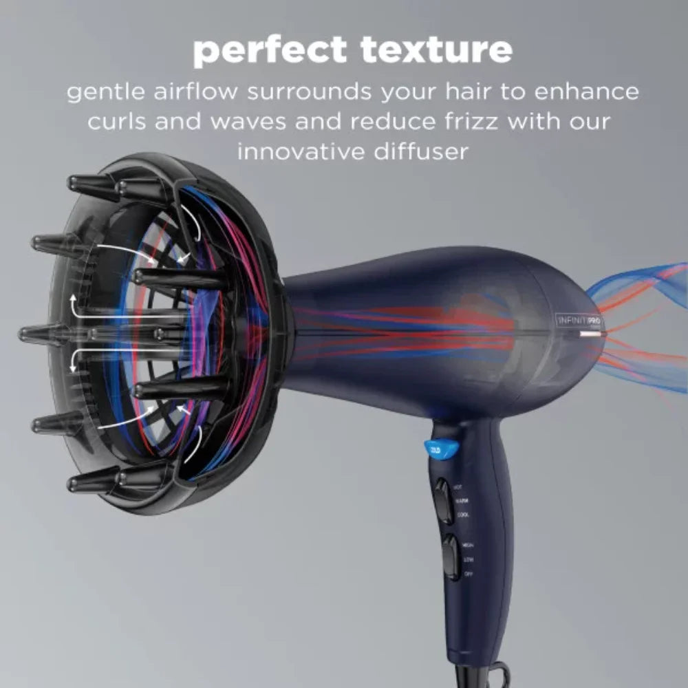 1875 Watt Texture Styling Hair Dryer for Natural Curls and Waves, Dark Blue, 1 Count 600R Mini Hair Dryer