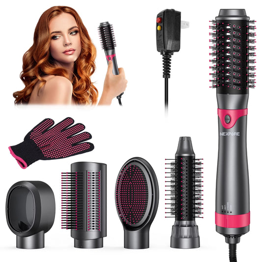 Hair Dryer Brush Set, 1" 5 in 1 Hot Air Brush, Drying, Volumizer Hair Styling Tools, Gray