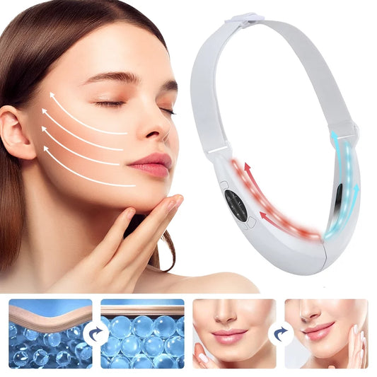 Double Chin Reducer Machine, Electric Face Lift Device Beauty Belt, Facial Lifting Machine,Portable Intelligent V-Face Shaping Massager,White