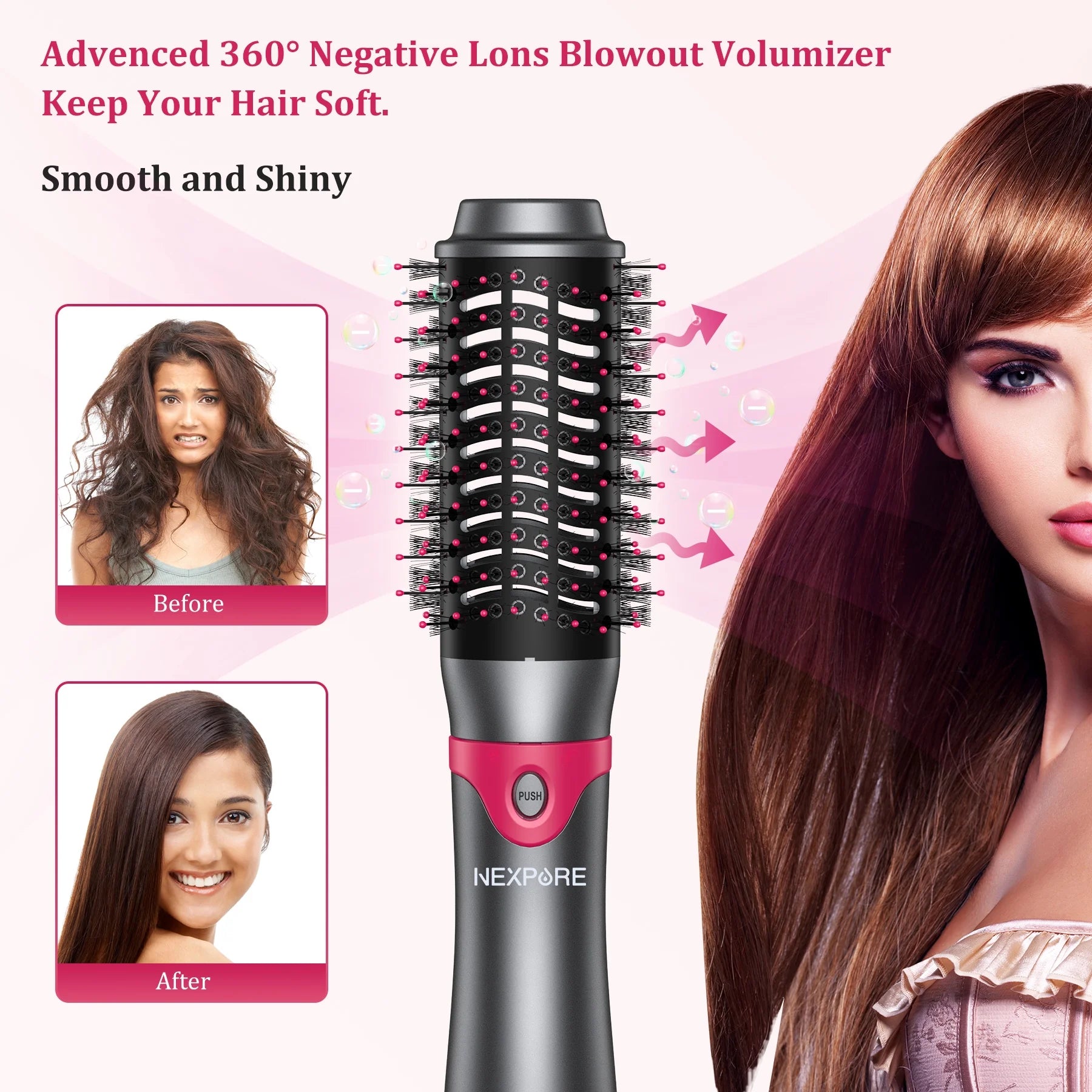 Hair Dryer Brush Set, 1" 5 in 1 Hot Air Brush, Drying, Volumizer Hair Styling Tools, Gray